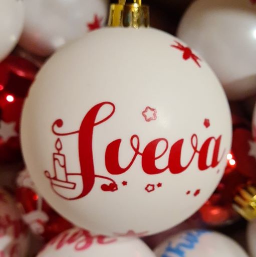 1 Pallina 8 cm plastica, personalizzata con nome bimbo/ bimba