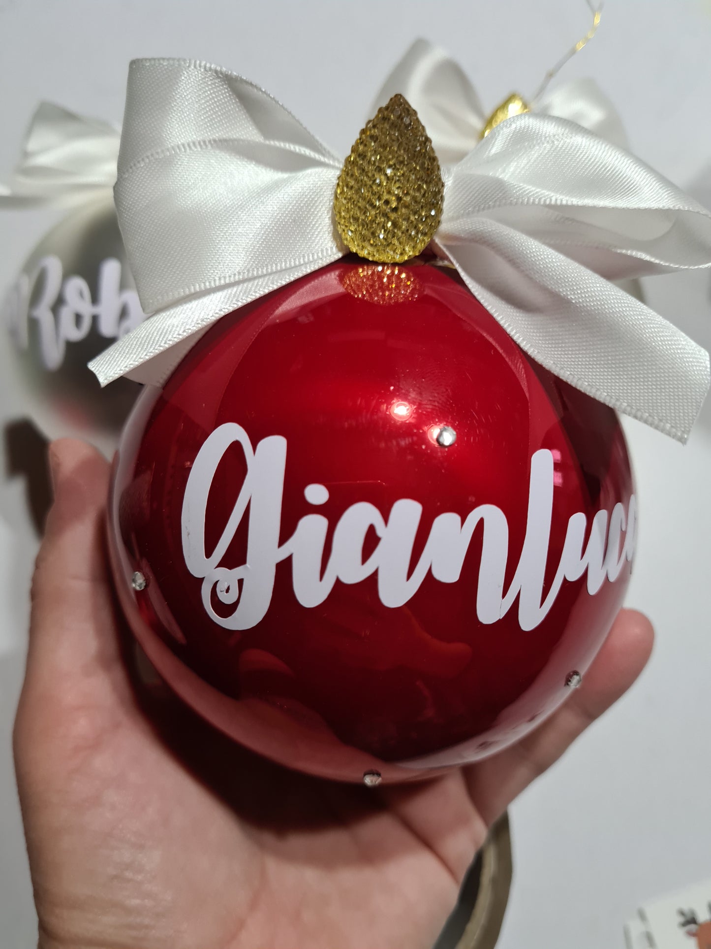 1 Pallina vetro 10 cm con strass Personalizzata con nome