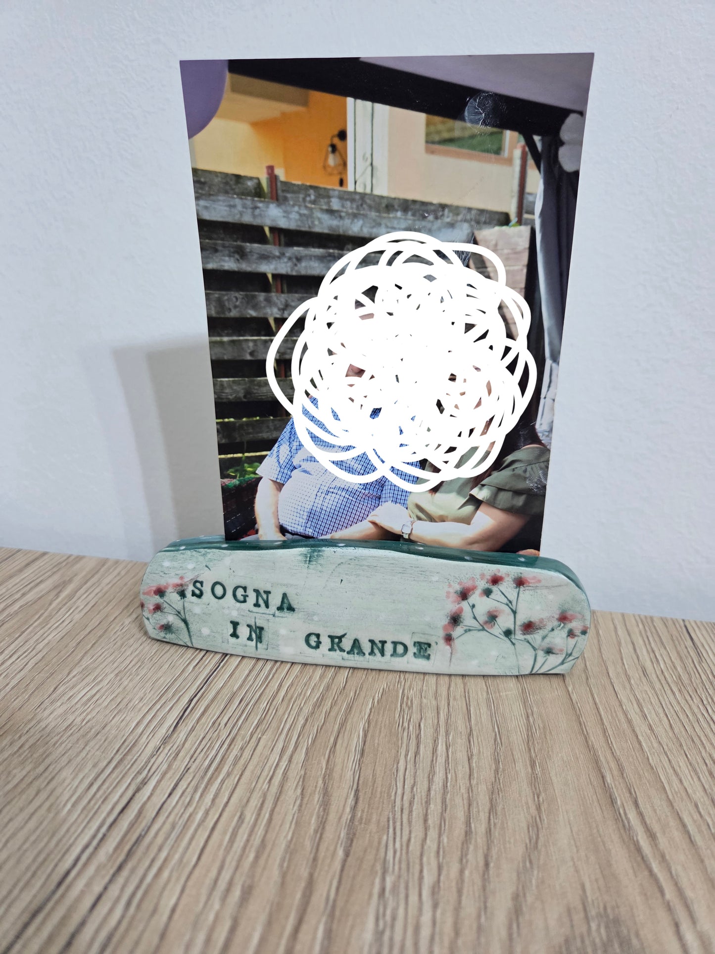 Portafoto ceramica fatto a mano con frase,dedica