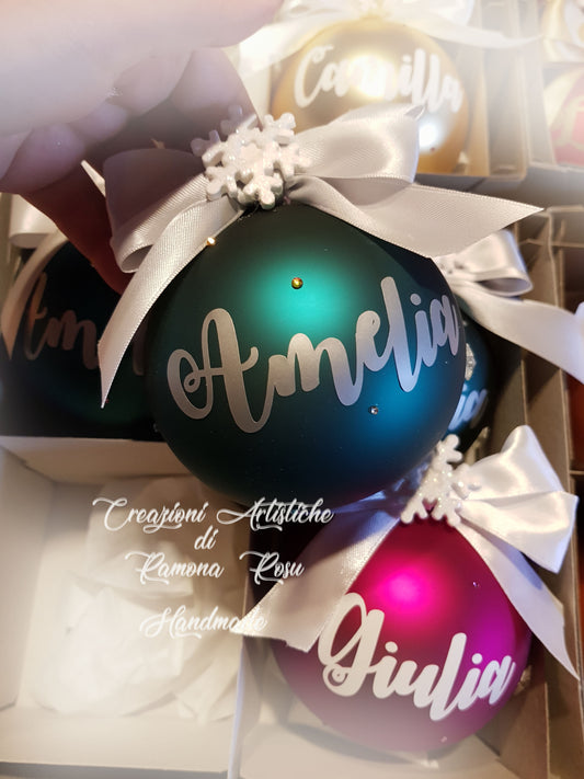 1 Pallina vetro 10 cm con strass Personalizzata con nome
