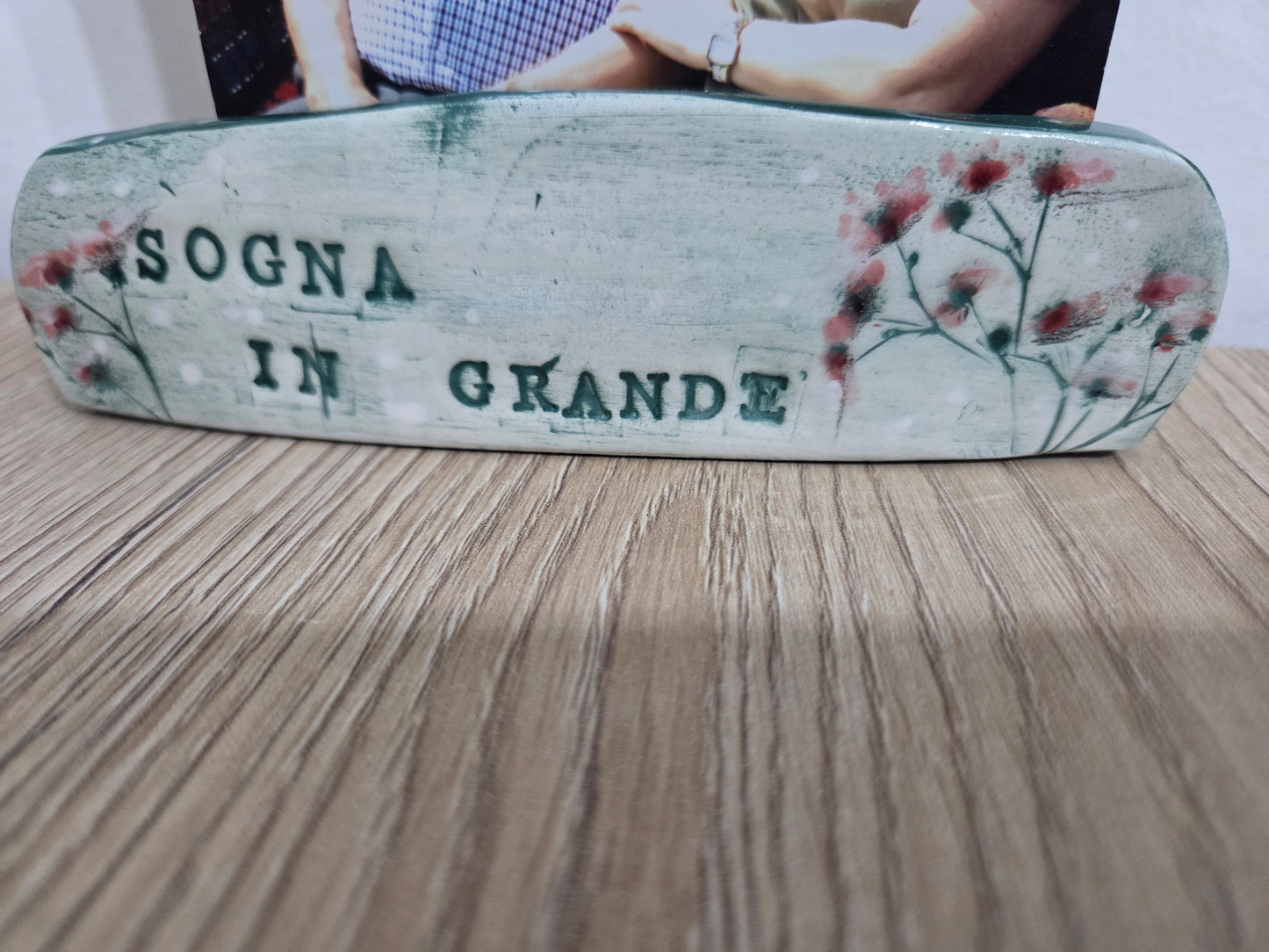 Portafoto ceramica fatto a mano con frase,dedica