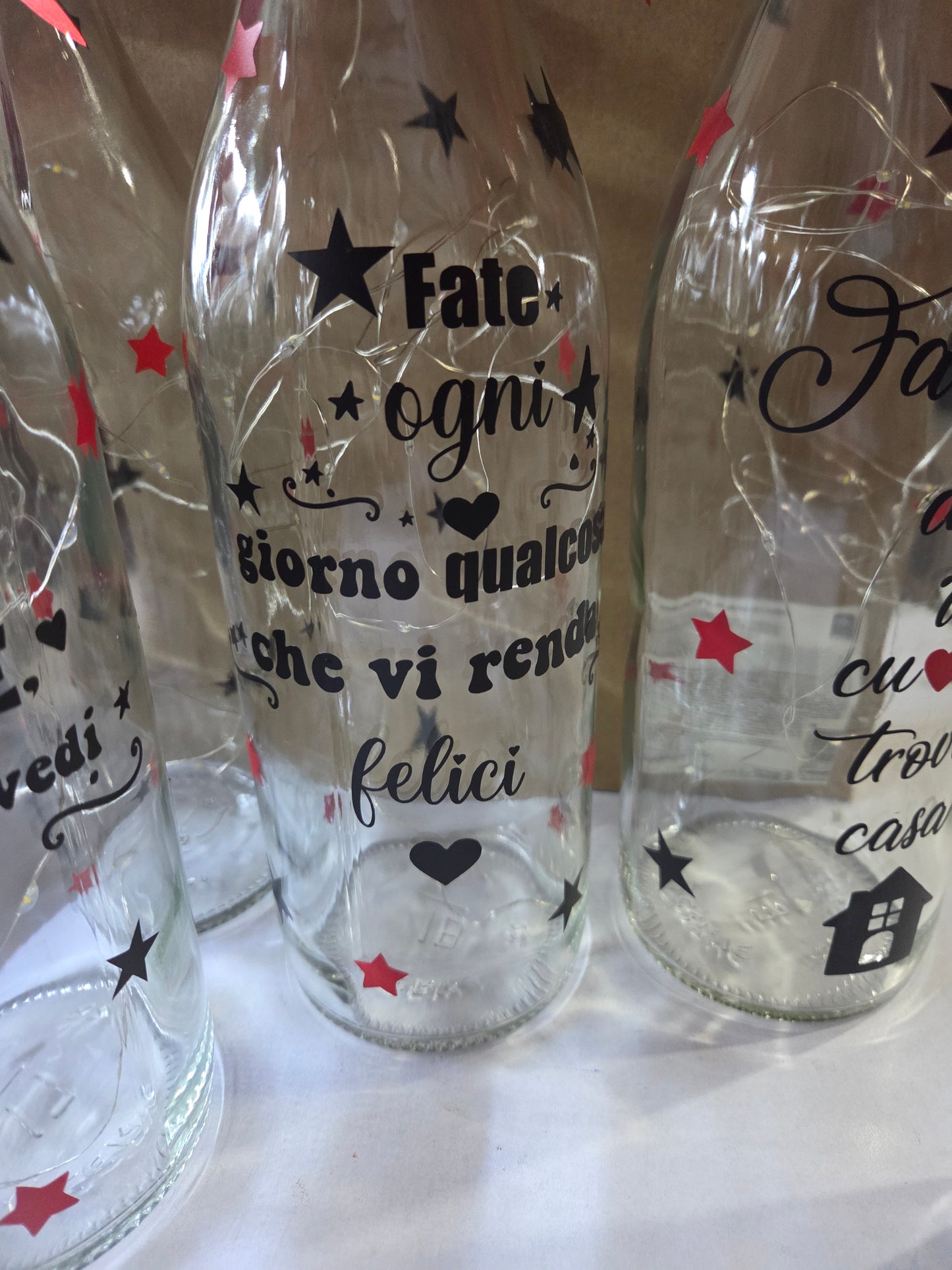 Bottiglie illuminata Luce Led  personalizzate con luci a led ,regalo ,frase