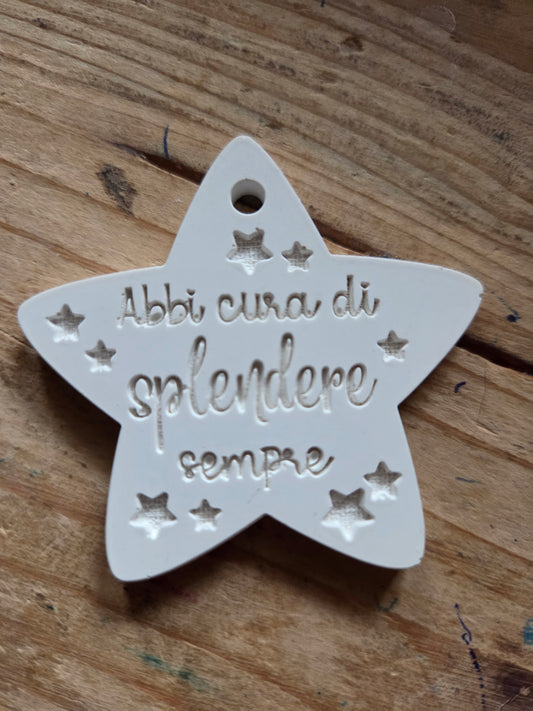 10 stelle gessetti profumati abbi cura di splendere sempre,frase,stella, stelle segnaposto 6x6 cm