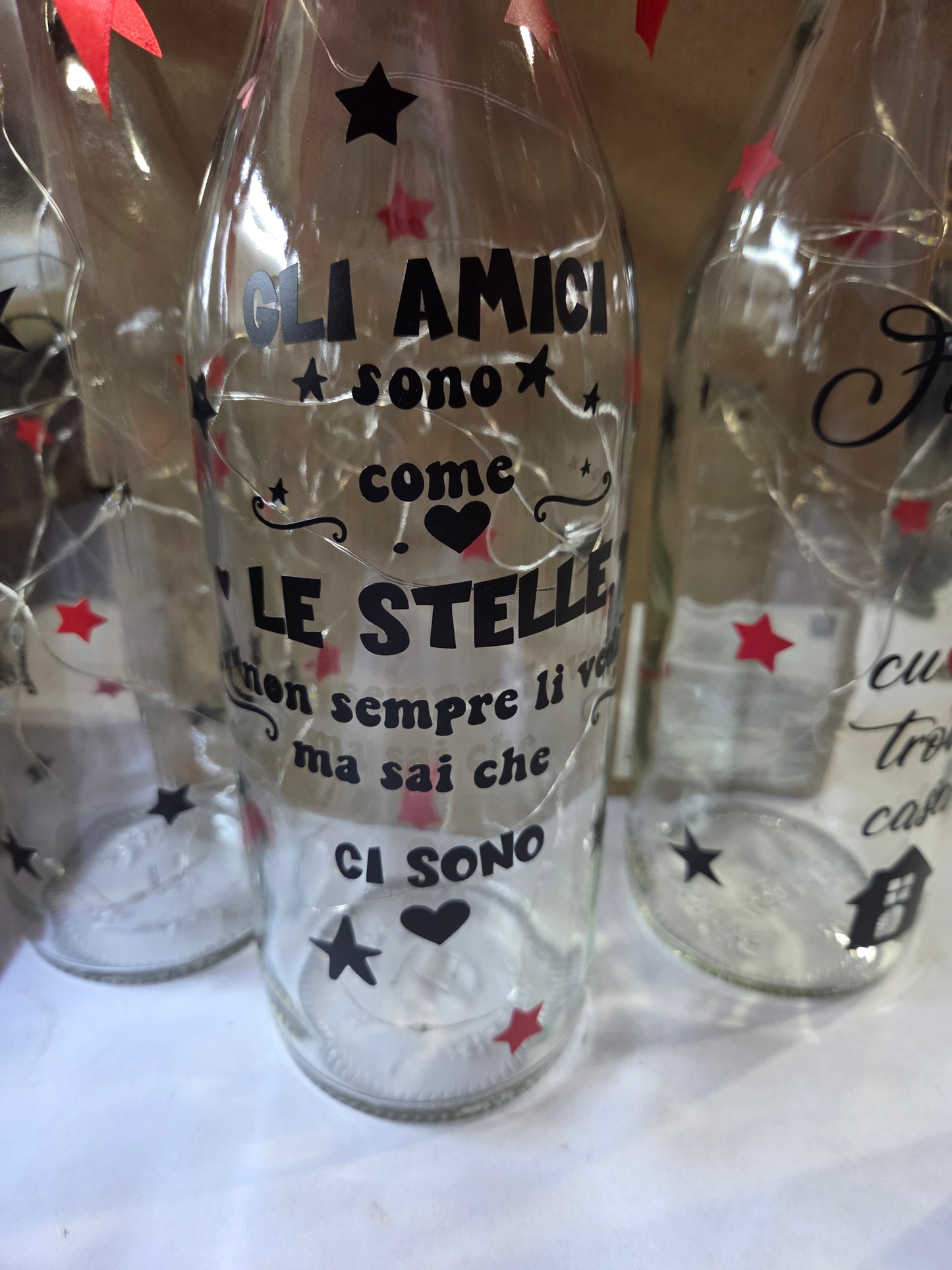 Bottiglie illuminata Luce Led  personalizzate con luci a led ,regalo ,frase