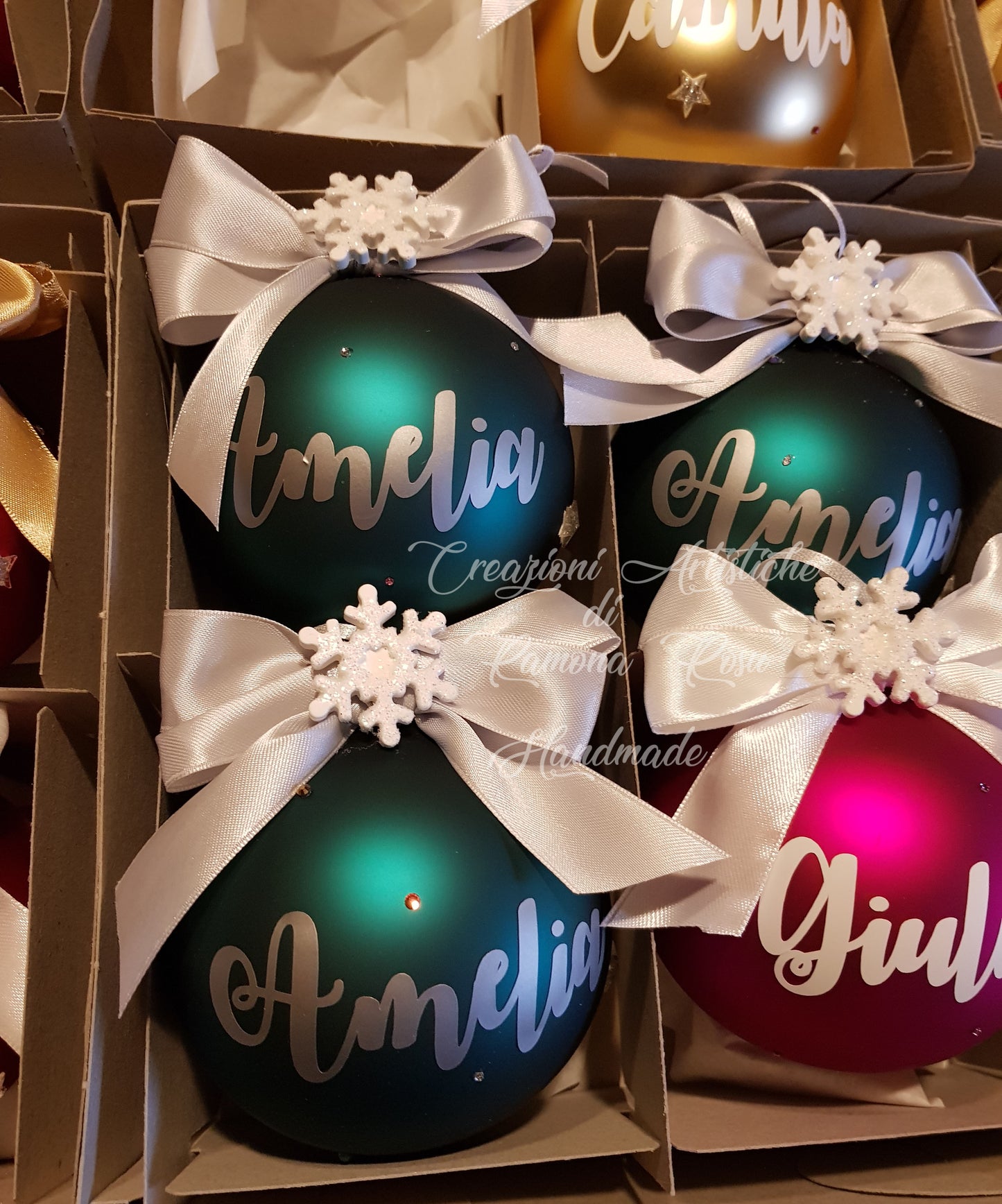 1 Pallina vetro 10 cm con strass Personalizzata con nome