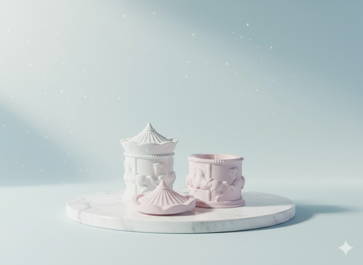 1 Bomboniera carousel/ contenitore  11x8,5cm   candela di soia  per  cresima, prima comunione ,matrimonio,battesimo