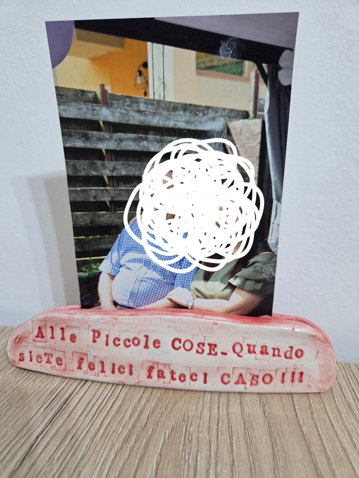 Portafoto ceramica fatto a mano con frase,dedica