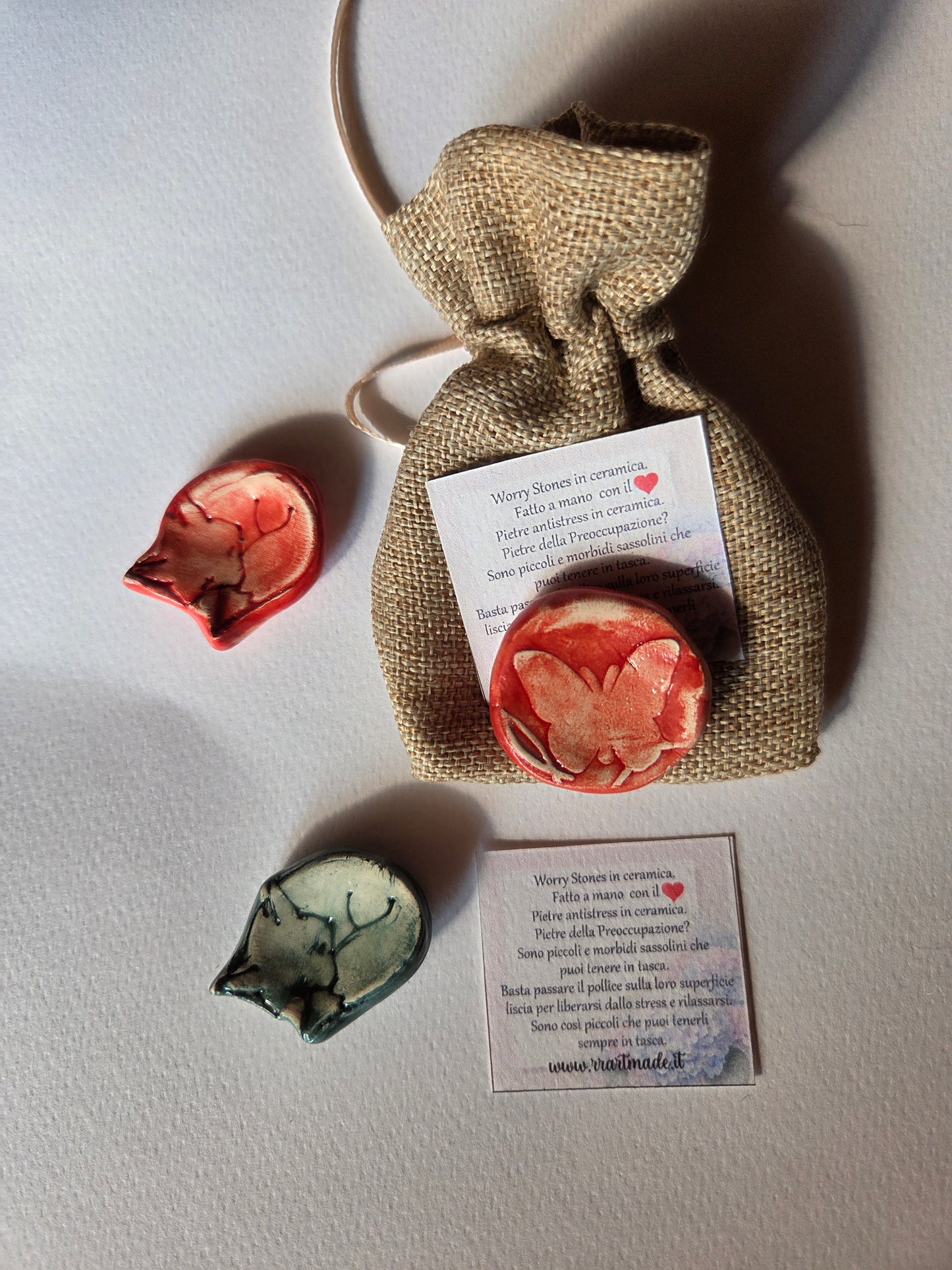 1 Pietra antistress in ceramica,fatto a mano , worry stone, sassolini antistress, calma ansia, preoccupazioni