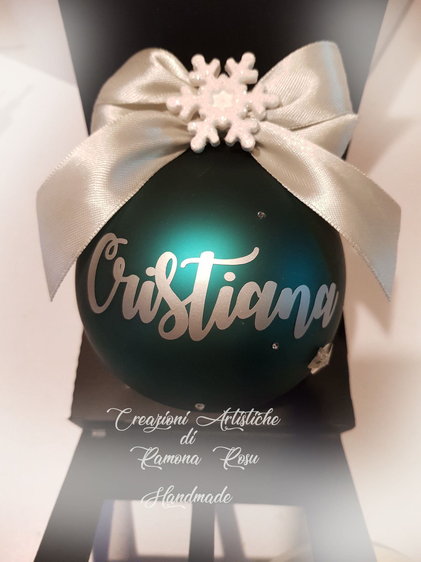 1 Pallina vetro 10 cm con strass Personalizzata con nome