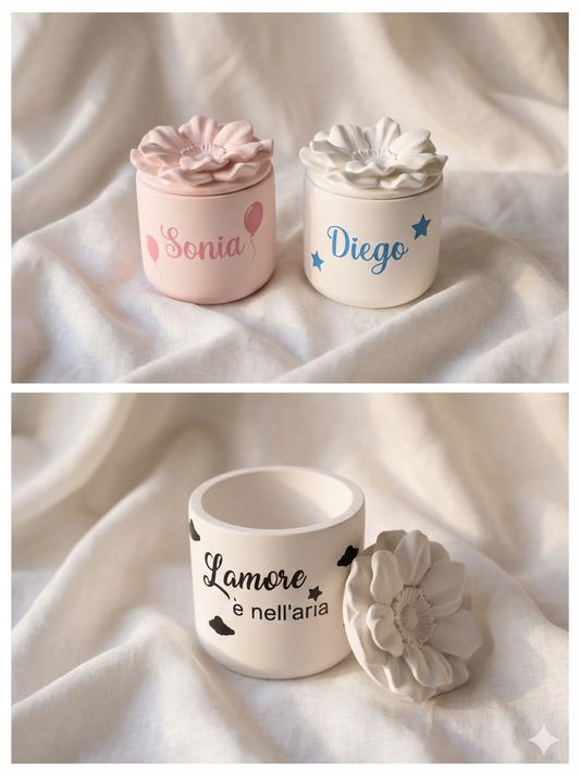 1 Bomboniera/ contenitore  /4x7,5 cm  candela di soia  per  cresima, prima comunione ,matrimonio,battesimo